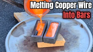 Melting Copper Wire into BARS - Liquid Metal