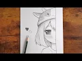 Cute Anime Girl Pencil Sketch Easy Aesthetic Drawing Tutorial