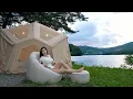 Download Lagu Inflatable Tent Camping by the Riverside | Nature Sounds ASMR