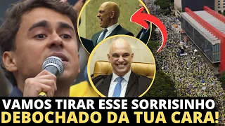 Nikolas Ferreira afronta Moraes e chama Gonet de frouxo em manifestação na Avenida Paulista 