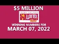 Lotto Texas drawing for March 07 2022 5 000 000 Jackpot