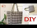 Large top zipper tote bag with long straps sewing tutorial