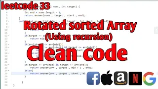 LeetCode 33 Search in Rotated Sorted Array Amazon Microsoft Google leetcode 33 Clean code