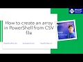 How to create an array in PowerShell from CSV file