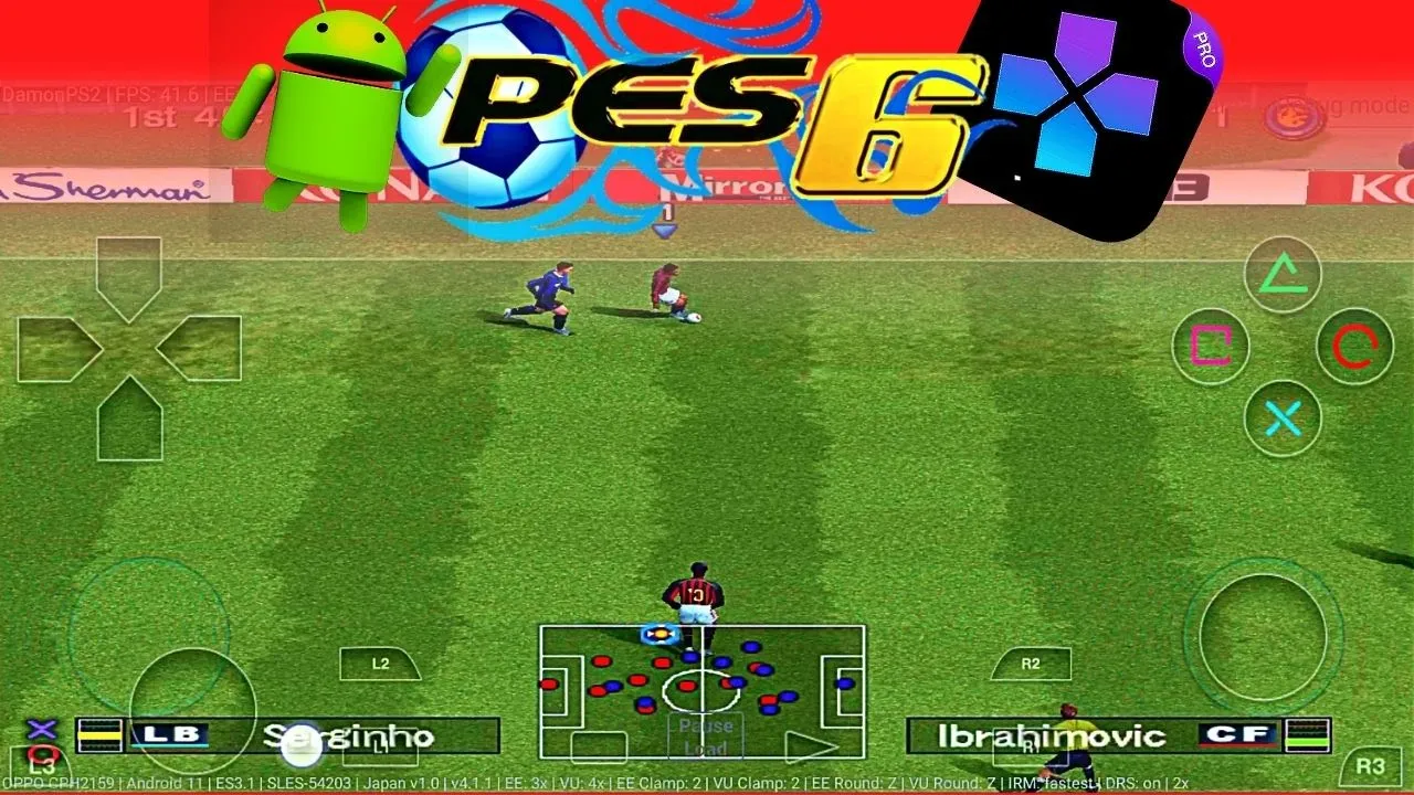 Pro Evolution Soccer 6 (PES 6) PS2 Emulator Android - PES 6 DamonPS2 PRO - PES 6 Mobile Gameplay