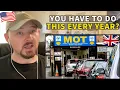 Lagu American Reacts to What's a MOT Test? - UK Vehicle Inspections