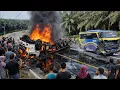 Lagu Truck Trailer Mundur Terbakar‼️Bus Dari Jawa Ringsek Depan Belakang