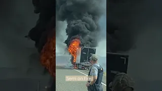 Boom!  Semi on fire during our travels in Utah. Everyone was safe. #boom #fire #adventure ￼