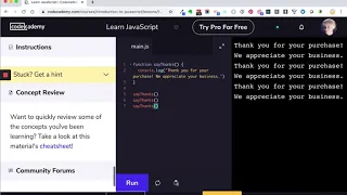 Javascript Functions on Codecademy Part 1