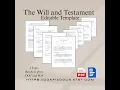 Instant Download - Editable Last Will and Testament Template Professional Easy to Use