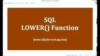 38 - SQL LOWER Function