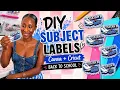 DIY Back-to-School Subject Labels Canva Cricut
