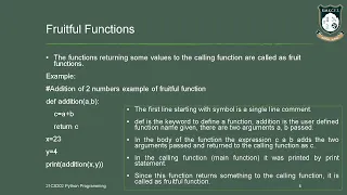 python Unit II Fruitful Functions