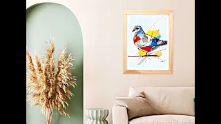 Transform Your Space with Geometric Pigeon Art - Calm Color Modern Vibes