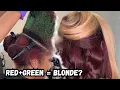 Removing Red Hair Color With Green Red to Blonde Hair