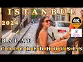 Istanbul Balat Colored Houses 4K Walking Tour Cafes Bars Historic Church August 2024