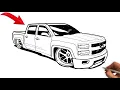 How to Draw a Slammed Chevy Silverado Custom Lowered Truck Drawing Step by Step