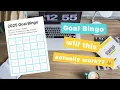 attempting to stick to my goals using the bingo card method