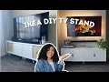 DIY IKEA HACK - Affordable DIY TV Stand using IKEA KALLAX Shelf West Elm Quinn Dupe on a Budget