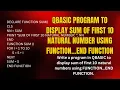 SEE Computer QBASIC Display sum of first 10 natural number using FUNCTION END FUNCTION