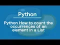 Python How to count the occurrences of an element in a List