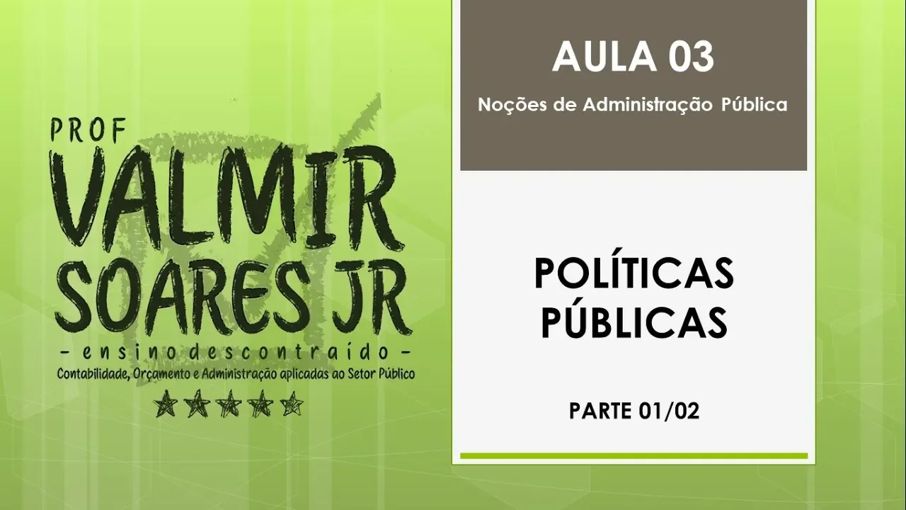 ADMINISTRAÇÃO PÚBLICA PARA CONCURSOS - AULA 03 - PARTE 01/02 - POLÍTICAS PÚBLICAS