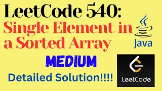 LeetCode 540 Single Element in a Sorted Array MEDIUM JAVA Detailed Solution