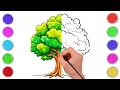 Tree Coloring Page for Kids Easy Nature Tree Coloring Activity