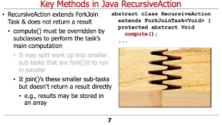 The Java Fork-Join Pool Key Methods in RecursiveAction and RecursiveTask