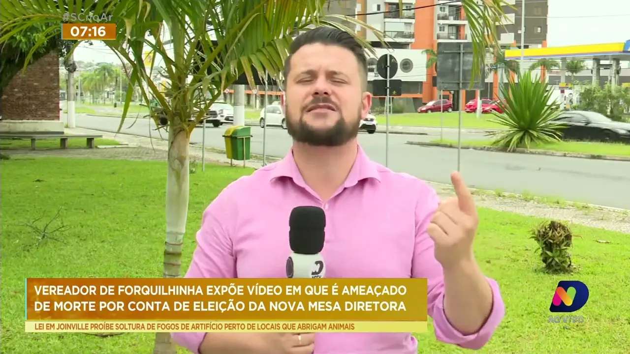 Vereador de Forquilhinha expõe vídeo com ameaça de morte por conta de eleição da nova mesa diretora