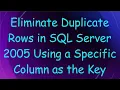 Eliminate Duplicate Rows in SQL Server 2005 Using a Specific Column as the Key