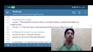 PYTHON CODE using TKINTER and SQLITE3 Payment Type Selection System