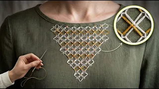 Transform Plain Fabric with Easy Grid Embroidery: ASMR Stitching