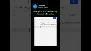 Multiplication Table Using Recursive Function