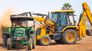 JCB 3DX private Land Cleaning and Loading Tractor in My village | Jcb video | Tractor