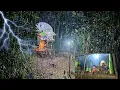 Lagu Camping hujan deras dua hari satu malam membangun shelter di atas tunggul tidur nyenyak ketika hujan