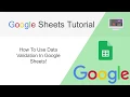 Google Sheets How to Use Data Validation