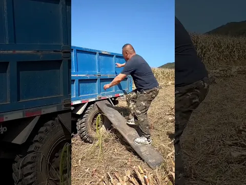 What happened when he tried to get onto the vehicle using a plank? π€ #shortvideo