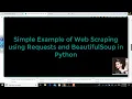 Intro to Web Scraping Using Requests and BeautifulSoup for Beginners with Example Python Tutorials