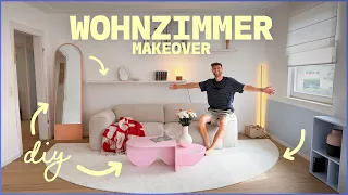 Wohnzimmer einrichten mit ganz vielen DIY Projekten - DIY Couchtisch, Spiegel & Teppich | Makeover
