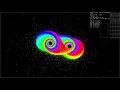 Gravity Simulation Timelapse Two Colliding Galaxies play in to follow stars