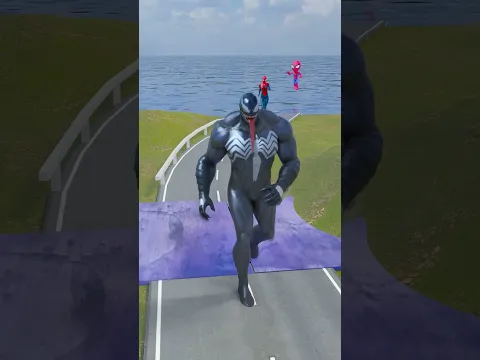 Weird Cars & Crazy Cars VS Bollard Spikec and Spider Man's in BeamNG.drive #shorts