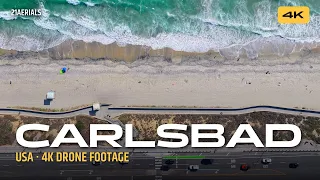 Carlsbad, USA 🇺🇸 4K Aerial Stock Footage: Coastline, Beaches & Lagoon [Day]