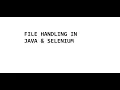File Handling in Java File handling in Java selenium