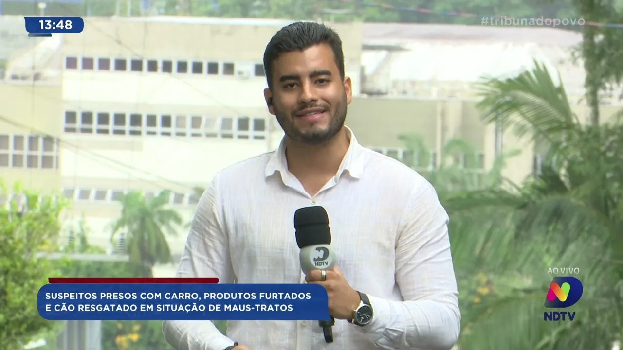 Suspeitos presos com carro, produtos furtados e cão resgatado em situação de maus tratos