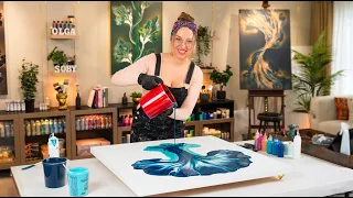 I Chased the PERFECT TURQUOISE Color 😱 HUGE Canvas - Acrylic Pouring - Fluid Art - Abstract Art