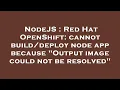 NodeJS Red Hat OpenShift cannot node app because Output image could not be resolved