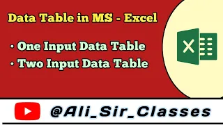 Data Table in MS - Excel One Input and Two Input Data Table Excel Ali Sir micecomputercenter