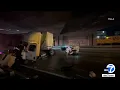 101 Freeway near downtown L A blocked after crash involving semi-truck