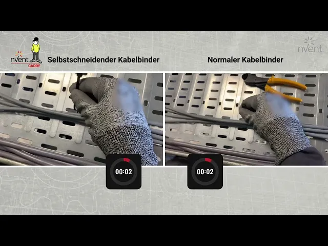 nVent CADDY Selbstschneidender Kabelbinder - Vergleichsvideo